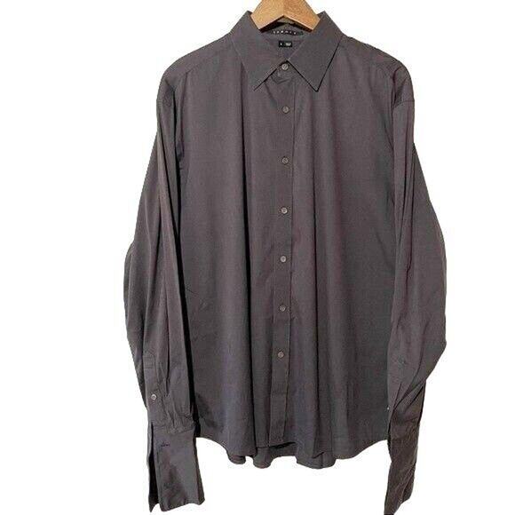 Theory Patrick Men’s Long Sleeve Button Down Dress Shirt Dark Grey Size Large - Picture 2 of 8